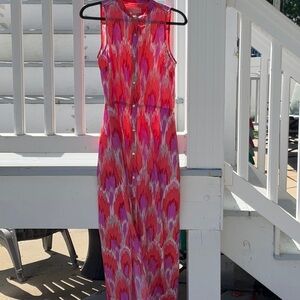 MICHAEL Michael Kors Pink and Red Halter Maxi Sundress